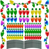 190PCS Christmas Car Refrigerator Decorations - 90 Reflective Bulb Light Shaped Magnets 100 Magnetic Wires Ornaments Set Xmas Holiday Cute Decor