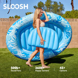 SLOOSH Inflatable Tanning Pool Lounger Float, 70" x 50" Pool Floats Adult with Pillow,Oval Suntan Tub Raft Floatie,Sunbathing Bed Lounge for Water Blow Up Kids Ball Pit Party Gifts,Blue