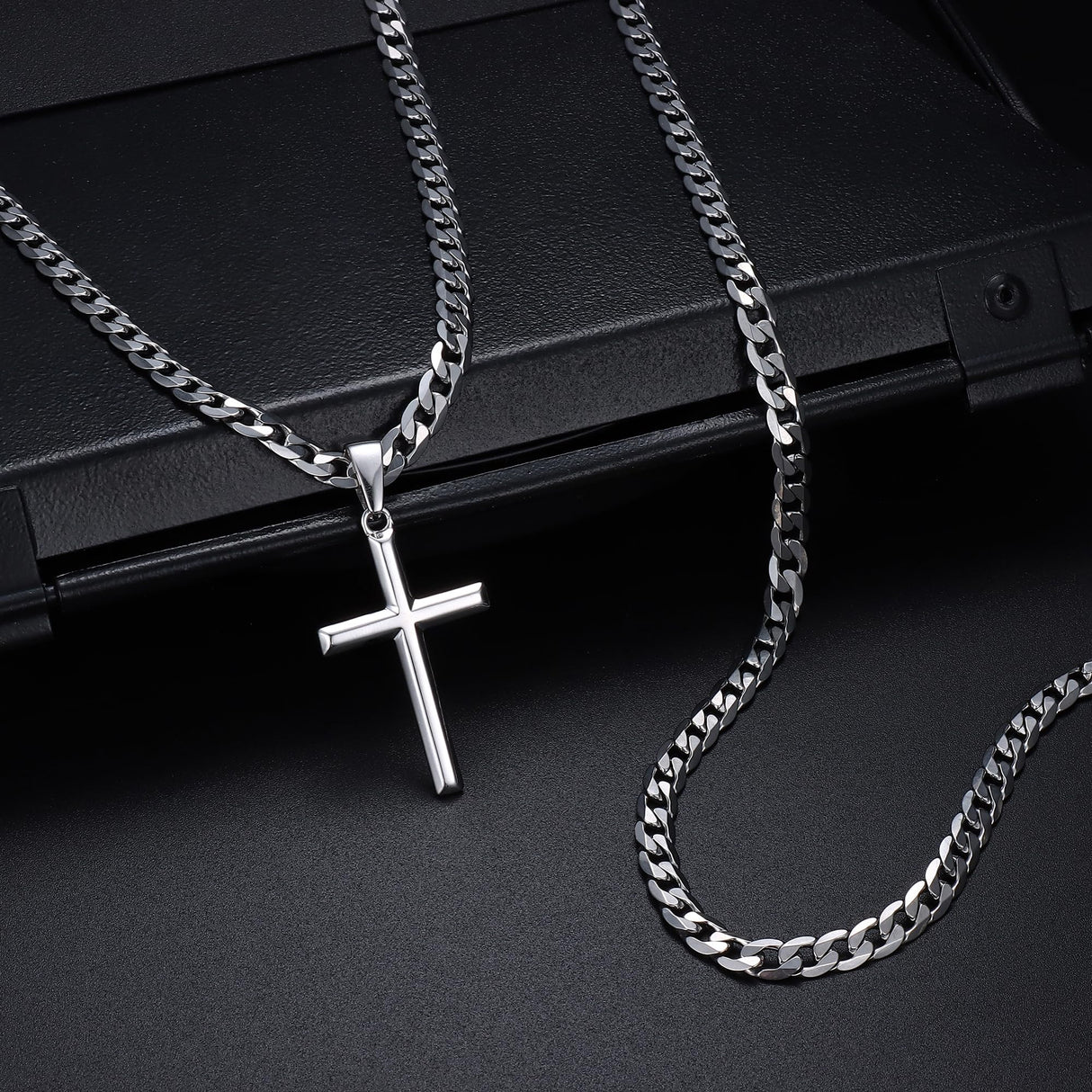 Besteel 925 Sterling Silver Cross Necklace for Men Women Cross Chain 18 In