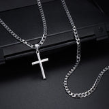 Besteel 925 Sterling Silver Cross Necklace for Men Women Cross Chain 18 In