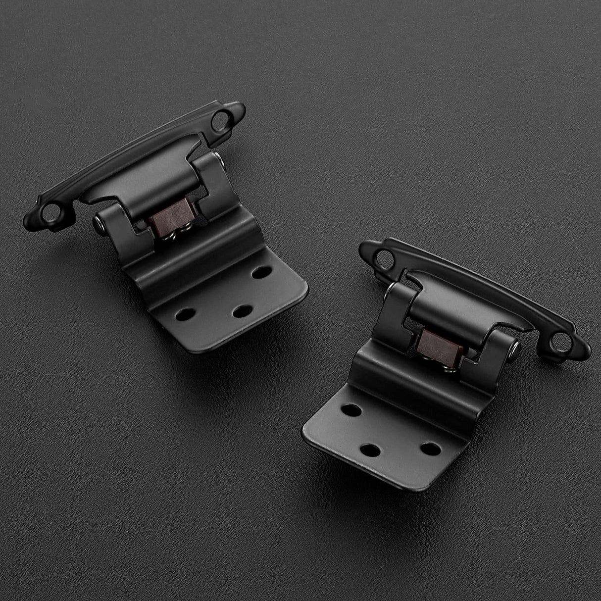 Ravinte 60 Packs (30 Pairs) 3/8" Inset Matte Black Cabinet Hinge, Self Closing Hinges for Kitchen/Bathroom/Furniture Cabinets & Doors. Decorative Hardware with Door Bumper.