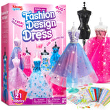 Klever Kits 400+PCS Fashion Design Crafts for Kids, Art and Crafts, DIY Sewing Kits with 3 Mannequins for Girls Aged 8-12, Toys for Kids, Birthday Presents, Doll Clothes
