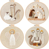 4 Set Nativity Scene Embroidery kit, Christmas Cross Stitch Kits, Beginner Embroidery Kit for Adults, DIY Embroidery Kit for Decor Home Room(Christmas Embroidery C 4 Set)