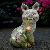 Leekung Solar Pig Statues Garden Decor,Outdoor Statue Sculpture with Led Lights,Solar Garden Decorations Pig Figurines for Patio,Balcony,Yard,Lawn,Unique Housewarming Birthday Gifts for Mom Women