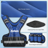 ZELUS Weighted Vest for Men and Women, Adjustable Body Weight Vest Exercise Set for Workouts, 4-10lb/11-20lb/20-32lb with 6 Ironsand Weights for Cardio Strength Training Walking Jogging, 4-10lb. Blue
