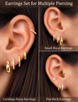 TURANDOSS Hypoallergenic Gold Hoop Earring Sets for Women Girls No Tarnish