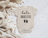 Hola Abuelitos Pregnancy Announcement Infant Bodysuit for Grandparents | Abuelo Y Abuela Gift (0-3 month, Natural)