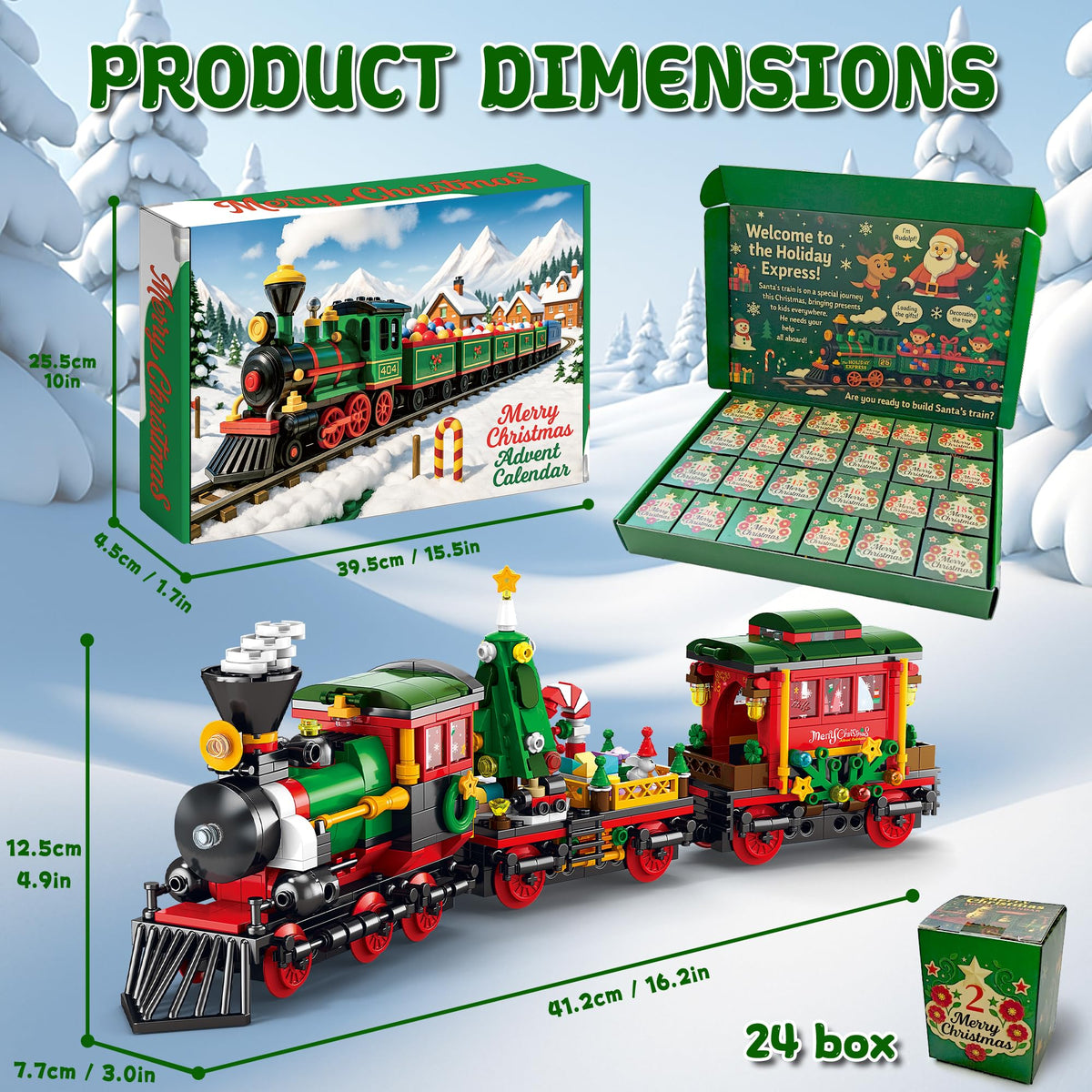 Rubypop Christmas Train Advent Calendar 2026 Building Blocks Set for Boys