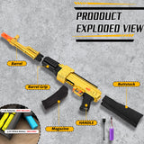 BYTEWAR Electric Golden AK-47 Realistic Soft Bullets Toy Gun,Foam Blasters Toys with 40 Foam Darts & 2 Magazines,Automatic Sniper Rifle for Kids Ages 6+ Years Old,Christmas Birthday Gift for Boys