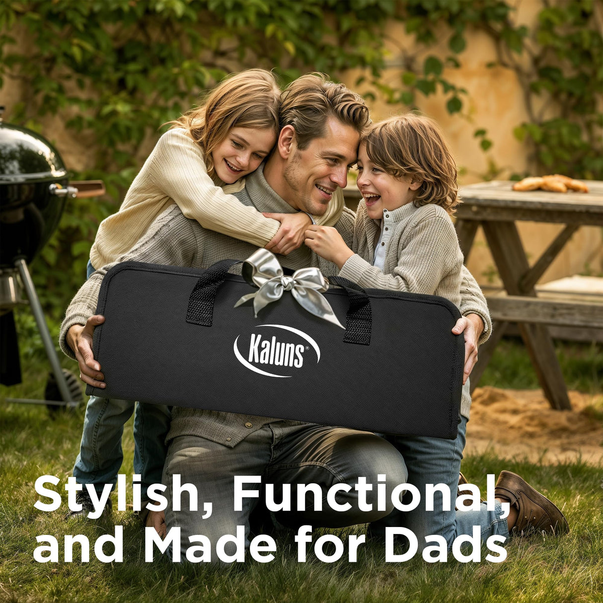 Kaluns Grilling Accessories, Dad Gifts for Christmas Grilling Gifts, Heavy Duty Stainless Steel Grill Set BBQ Grill Accessories for Outdoor Grill with Meat Thermometer, Case and Apron