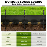 ESOHOT 4 inch Tall Landscape Edging Kit 120FT Garden Edging with 210 Spikes for Lawn Edging and Flower Beds (Black, 120FT)