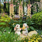 WONDHOME Solar Rabbit Garden Statues Outdoor Bunny Decor Resin Rabbit Figurine Holding Sunflower with LED Lights for Proch Patio Lawn Yard Mother's Day Christmas Birthday Gardening Gifts for Mom Women