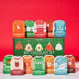 Thoughtfully, Holiday Hot Chocolate Mix Gift Set, Ugly Sweater Cocoa Sampler with 12 Flavored Packets Including Peppermint, Gingerbread, Rocky Road & More, Christmas Gift Box, Set of 12