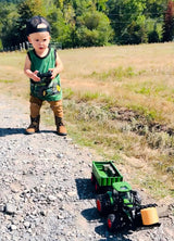 Uarzt Remote Control Tractor Toy with Trailer | Metal Front & Front Loader Farm Vehicle Set with Lights & 8-Wheel Design, RC Tractor Truck for Boys Ages 3-9, Fun Farm Toy Gift for Kids