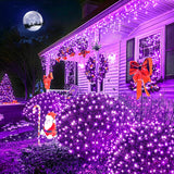JMEXSUSS 360 LED Purple Halloween Lights - Plug in, Outdoor Waterproof, 12 ft x 5 ft Purple Net Lights with Remote for Halloween & Christmas Bush
