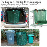 Gardzen 2-Pack 132 Gallon Yard Waste Bags, Reusable Heavy Duty Collapsible Garden Leaf Bags with Plastic Ring, Stand-Up Yard Waste Bin for Leaves, Lawn Debris & Grass Clippings