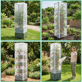 4 Pcs Garden Bird Netting Plant Cover for Square Tomato Cage, 59" x 17.7" Insect Bird Barrier Tomato Cage Net with Zipper & Drawstring, Tomato Trellis Netting Protection Cover for Protecting Plants