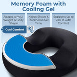 5 STARS UNITED Donut Pillow Hemorrhoid Tailbone Cushion – Large Chair Pad for Pain Relief – Coccyx, Prostate, Sciatica, Pelvic Floor, Pressure Sores, Pregnancy, Postpartum Recovery, Arctic Black