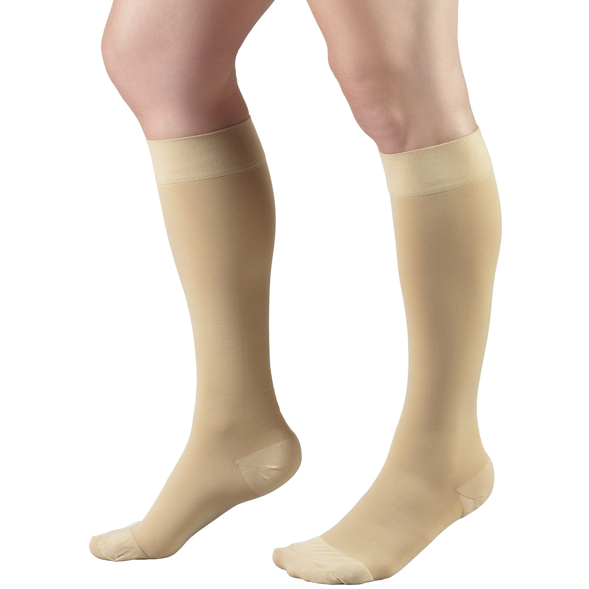 Truform 15-20 mmHg Compression Stockings for Men and Women, Knee High Length, Closed Toe, Beige, Large