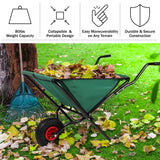 Pure Garden Folding Wheelbarrow with 80lb Capacity, Green
