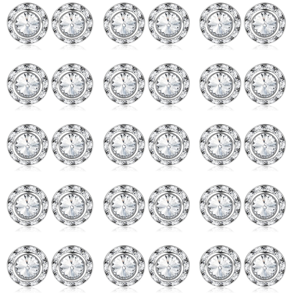 SAILIMUE 15Pairs Rhinestone Earrings For Women Dance Competition Performance Ballet Stud Earrings Stainless Steel Round Acrylic Stone Inside Rhinestone Crystal Halo Dance Competition Earrings Set15mm