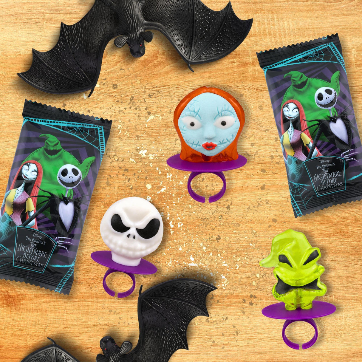 The Nightmare Before Christmas Lollipop Rings, Individually Wrapped Decorated Suckers, Halloween 2025 Candy, 18 Count