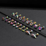 Pack of Titanium Geometry Screw Back Earrings Hypoallergenic for Sensitive Ears, Stainless Steel, No Gemstone