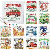 Trandraft 13 Pcs Interchangeable Seasonal Diamond Painting Kits for Adults Monthly 5D Diamond Art Calendar Kits with Frame for Christmas Thanksgiving Winter Holiday Decor Gift(Stylish Style)