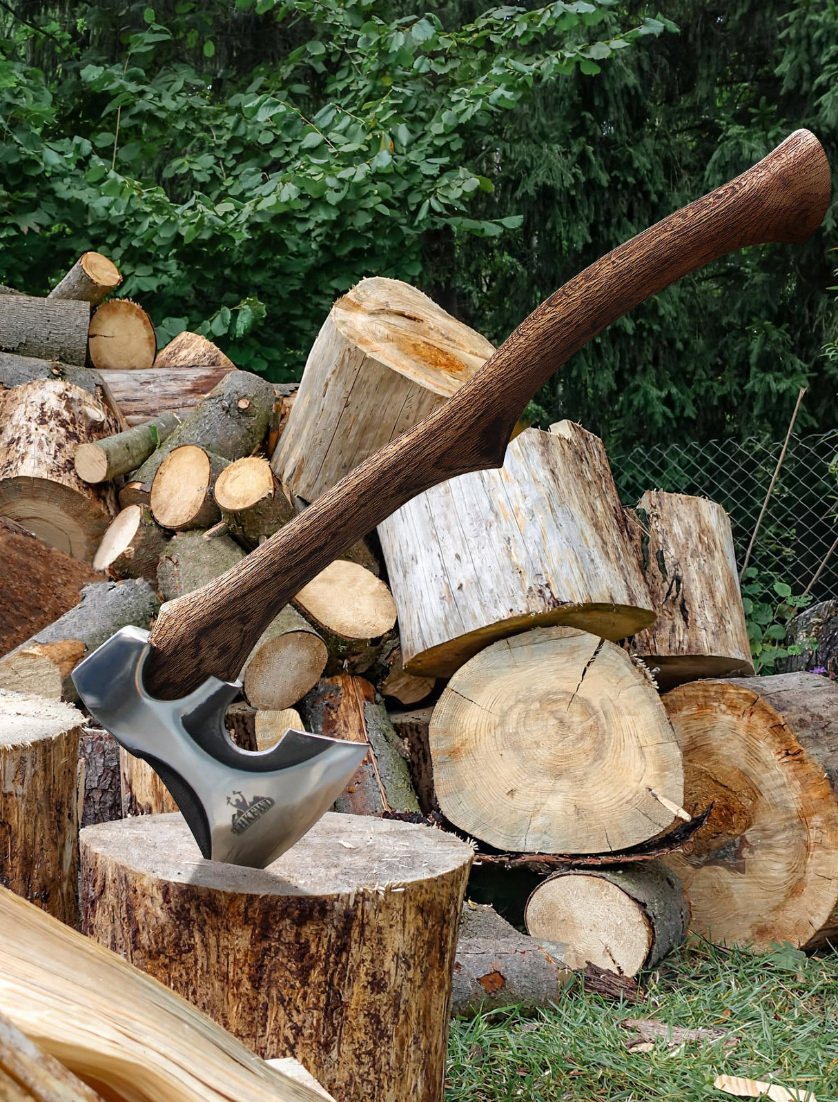 Camping Hatchet -Chopping Axe with Leather Sheath, 22.3" Forged Carbon Steel Wood Splitting Axe for Chopping Camping Survival