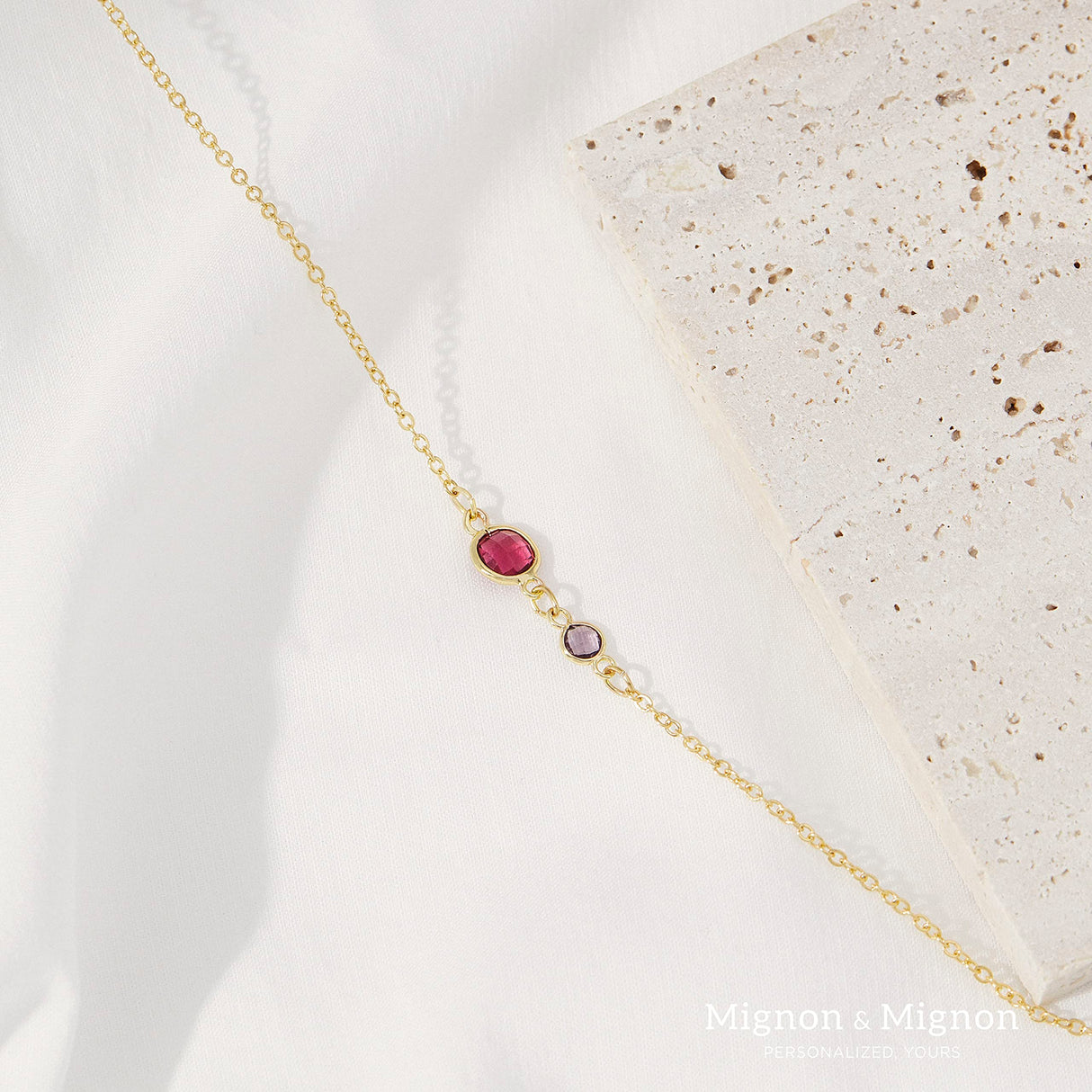 Family Birthstone Necklace for Women, Mom Birthstone Necklace 1 to 6 Stones