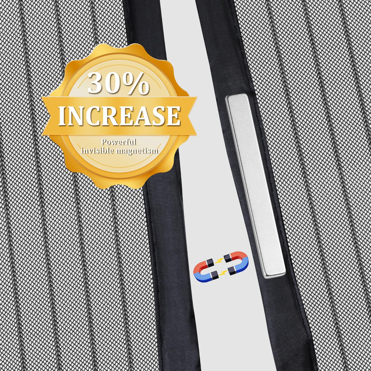Magnetic Screen Door - Self Sealing, Heavy Duty, Hands Free Mesh Partition Keeps Bugs Out Let Breeze in- Pet and Kid Friendly - Keep Open Feature (Black, Fit Door Size 38 x 82 Inch)