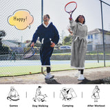 Bedsure Wearable Blanket Hoodie, Long Hooded Blanket Sweatshirt as Christmas Birthday Gifts for Women, Cozy Sherpa Hoodie for Adult, Standard, Grey