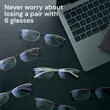 6 pack Executive Style Reading Glasses Men - Durable Readers with 99% Blue Light Blocking - Comfortable Fit with TR90 Frames