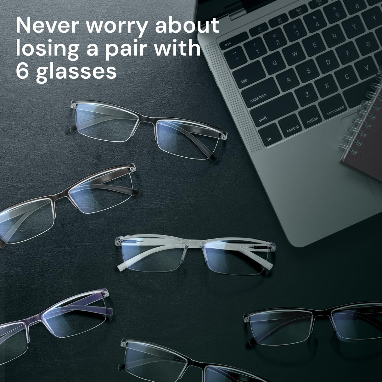 6 pack Executive Style Reading Glasses Men - Durable Readers with 99% Blue Light Blocking - Comfortable Fit with TR90 Frames