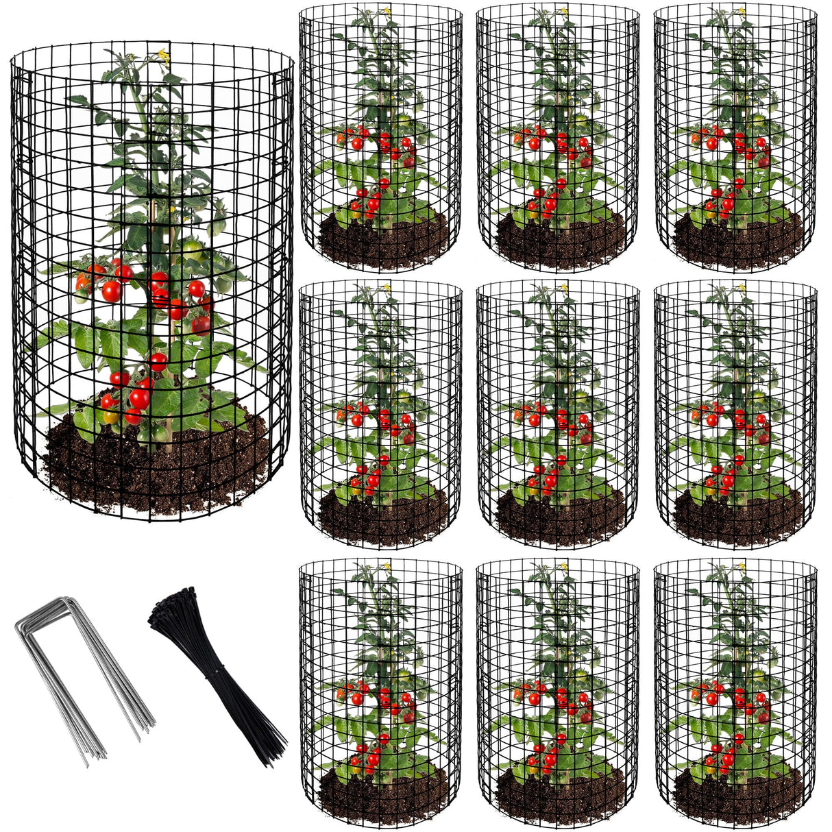 Adnee 10 Packs Wire Plant Protector from Animals - 20" H X 12" D Metal Mesh Plant Cage Covers - Sturdy Garden Bunny Barricades Chicken Wire Cloche for Plants Shrubs Vegetables Flowers