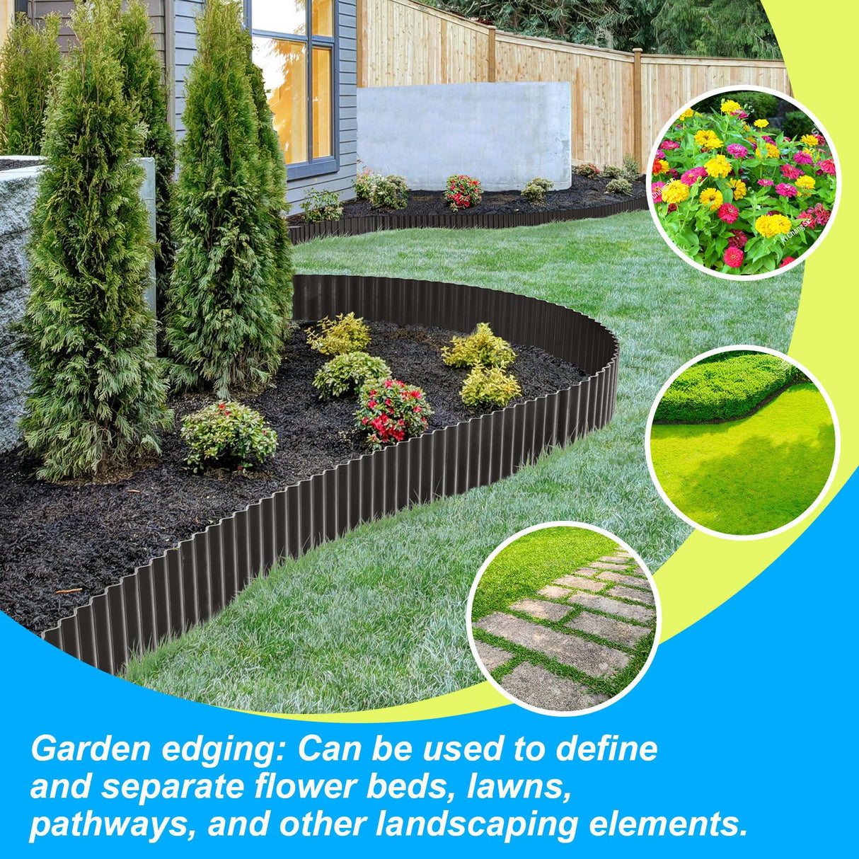 LAVEVE Corrugated Metal Garden Edging 6" x 40Ft, Landscape Edging Border