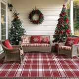 GENIMO Christmas Outdoor Rug for Patio, 5'x8' Waterproof Reversible Plastic Straw Rugs, Lightweight RV Camping Mat for Camper, Balcony, Deck, Backyard, Picnic, Red & White