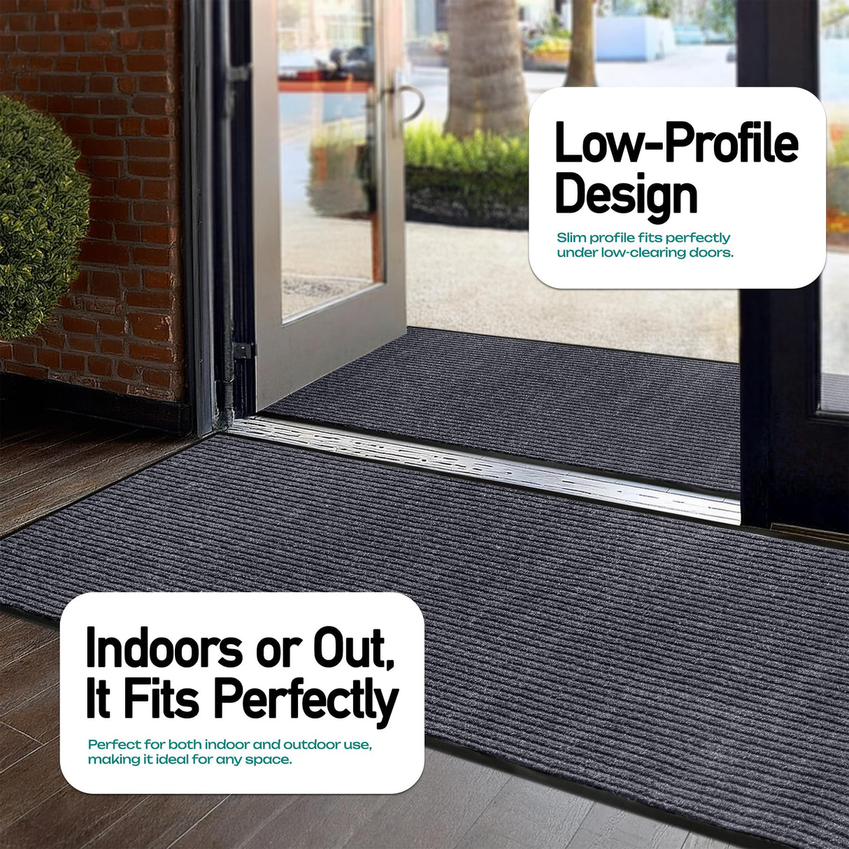 MaxMat® Extra Large Commercial Floor Mat, 3 x 5 Feet Heavy Duty Made in USA Commercial Door Mat, Waterproof, Low-Profile, Easy to Clean, Rubber Backing Entry Mudroom Rug (Charcoal Grey)