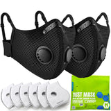 BASE CAMP Upgrade M Plus Dust Mask 2 Pack, Breathable Reusable Dust Face Mask with 6 Activated Carbon Filters for Woodworking Construction Mowing Grinding