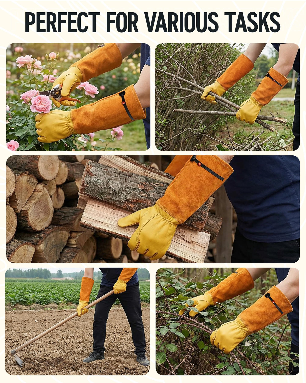 WORKPRO Gardening Gloves, Long Leather Garden Gloves for Women & Men