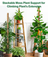 EAONE 96'' Moss Pole for Plants Indoor, 6 Pack 16” Monstera Plant Support Moss Stick for Climbing Plants, Stackable Coir Totem Pole Monstera Stakes with 12 Plant Labels & 100 Ties for Potted Plants