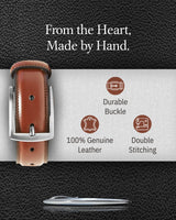 Access Denied Genuine Leather Dress Belts For Men - Mens Belt For Suits, Jeans, Uniform Brown Belt - Designed in the USA - Holiday Christmas Gifts For Men