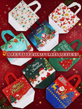 16 Pack Christmas Gift Bags 10.3×4.7×13IN Reusable Tote Bags 8 Designs