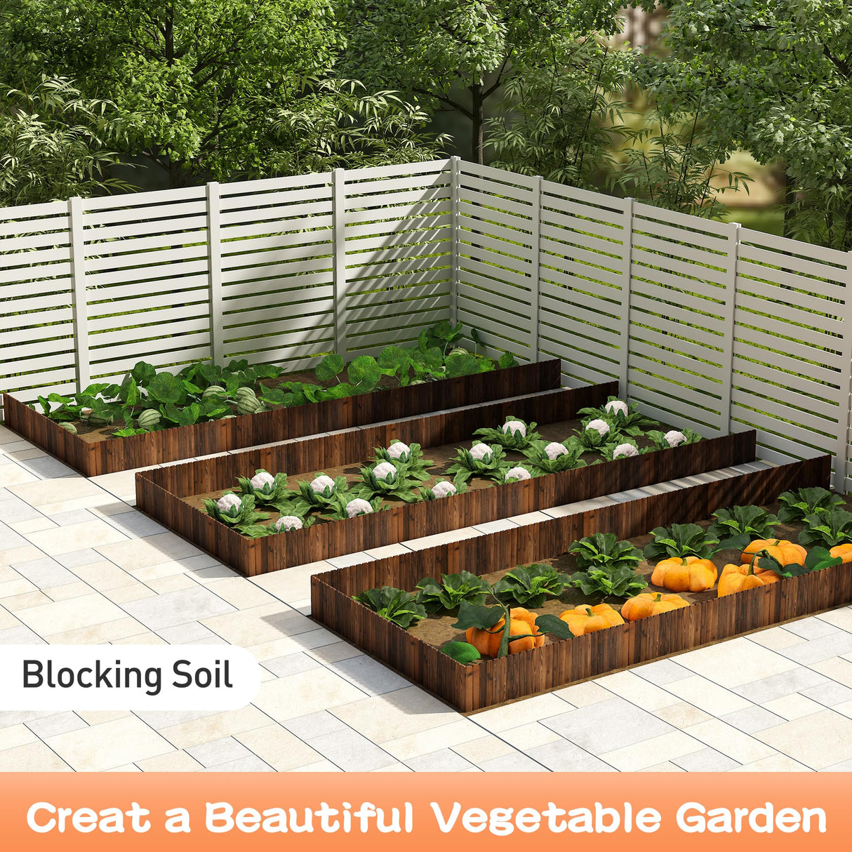 GHWIE Wooden Garden Fence Wood Garden Edging Border Decorative Landscape Border Edging,Planting Tree Fence Yard Patio Path Edging Landscape Edging Flower Bed Fences-11.8'' H x 48'' L (1PACK)