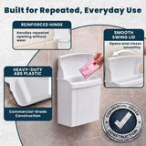 Alpine Sanitary Napkin Receptacle - Feminine Hygiene Disposal Container, Wall Mounted Trash Can with Odor Control Seal & Installation Hardware (White)