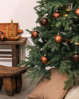 DN DECONATION Brown Glass Christmas Ball Ornaments, Set of 9, 3' Hanging Christmas Baubles for Xmas Tree Decoration, Wedding Party Gift