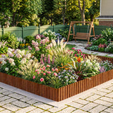 MTART Metal Garden Edging for Landscaping, Sturdy Corrugated Edging Border for DIY Flower Bed, Lawn and Landscape Edging (Rusty, 12"×20Ft)