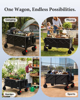 47" Collapsible Wagon Cart Foldable 300L Capacity Compact Folded Size