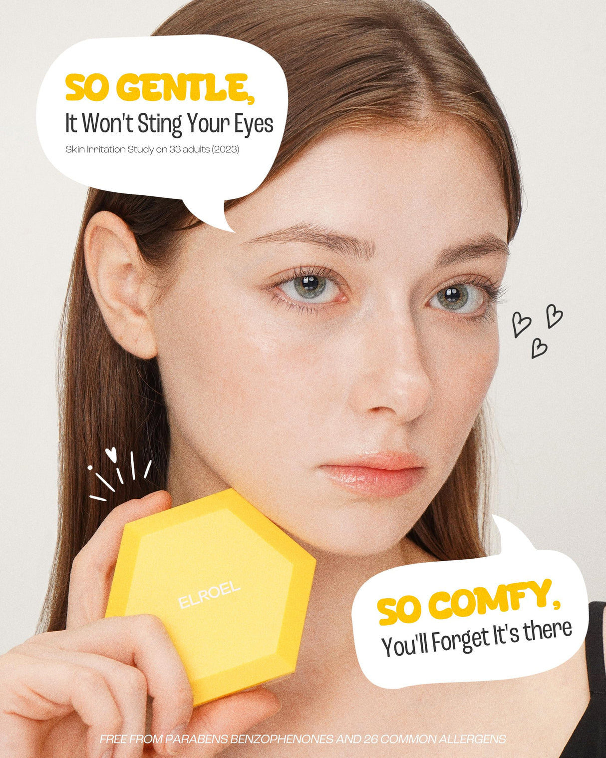 ELROEL Pang Pang Sun Cushion Plus - Korean Hypoallergenic & Lightweight Sunscreen with Puff Sponge - Broad Spectrum SPF50+ PA++++ (0.53 oz)