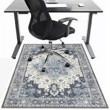 36"x48" Office Chair Mat for Hardwood Tile Floor, Under Desk Carpet Protector for Rolling Computer Chair Mat, Machine Washable Area Rug, Anti-Slip 1/5" Thick Low Pile Thin Vinyl Floor Mat, Navy